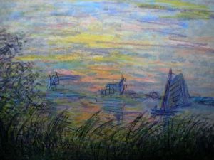 Voir le détail de cette oeuvre: Barche nella luce del tramonto
